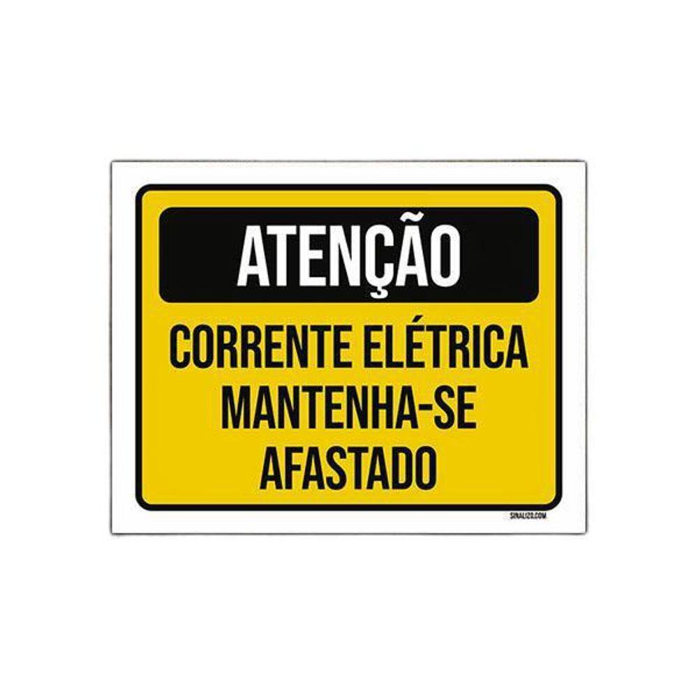 Placa De Sinalização - Atenção Corrente Elétrica 36X46