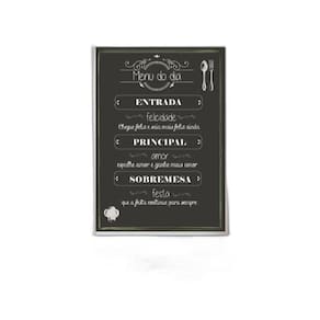Quadro Decorativo Menu Dia Moldura Branca Com Vidro 24X18Cm