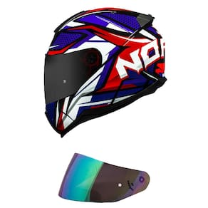 Capacete Norisk Razor Sharp Azul e Vermelho Mais Viseira Camaleão