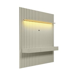 Painel Ripado com Rack Suspenso até 70 Polegadas Tulum com LED 1 PT 2 GV Off White Alt 218 Larg 222 cm