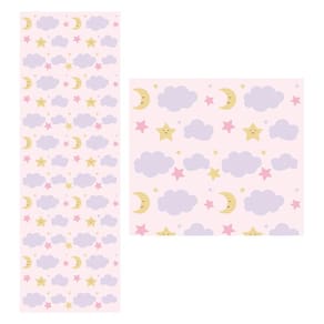 Papel De Parede Adesivo Nuvem Rosa 1,5 Metros O Rolo Np367