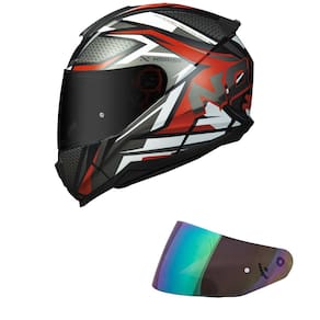 Capacete Norisk Razor Sharp Preto e Vermelho Mais Viseira Camaleão