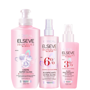 Kit Elseve L’Oréal Paris Glycolic Gloss Care Trio (3 Produtos)