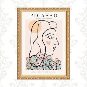 Quadro Moldura Dourada Picasso - Flores 24X18Cm