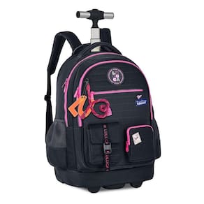 Mochila De Rodinhas Luluca Juvenil Escolar Meninas - Preto