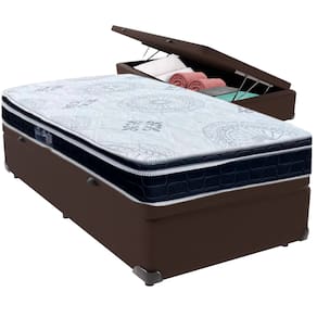 Cama Box Baú e Colchão Orthosono D33 Com Pillow Top Solteiro Anjos
