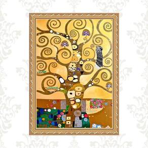 Quadro Moldura Dourada Árvore Klimt 24X18Cm