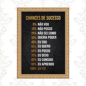 Quadro Moldura Dourada Chances Sucesso 24X18Cm