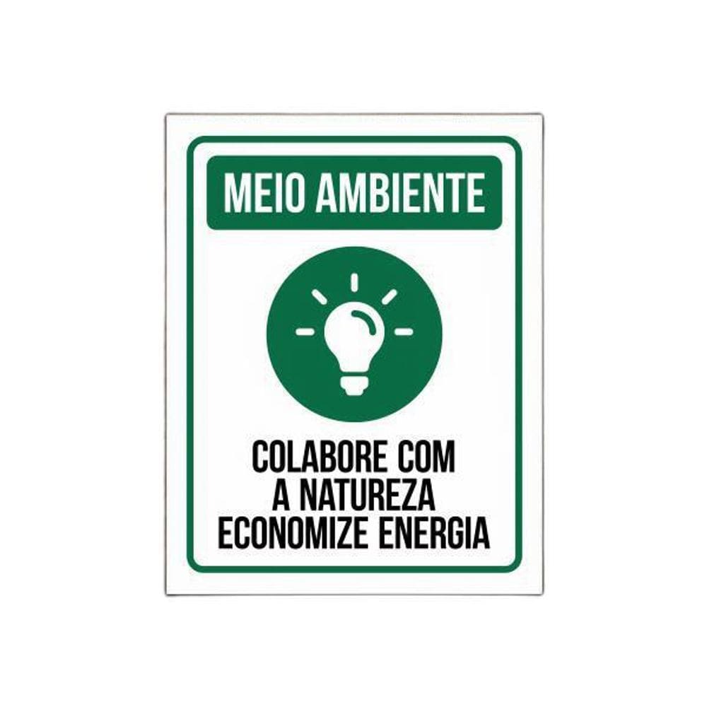 Placa Sinalização Meio Ambiente - Economize Energia 27X35