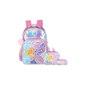 Kit Mochila Costas+Lancheira+Estojo Triplo Barbie - Rosa