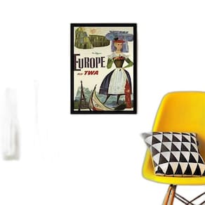 Quadro Decorativo Cartaz Vintage Cia Aérea Europe