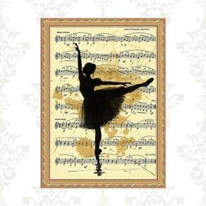 Quadro Moldura Dourada Bailarina Partitura 24X18Cm