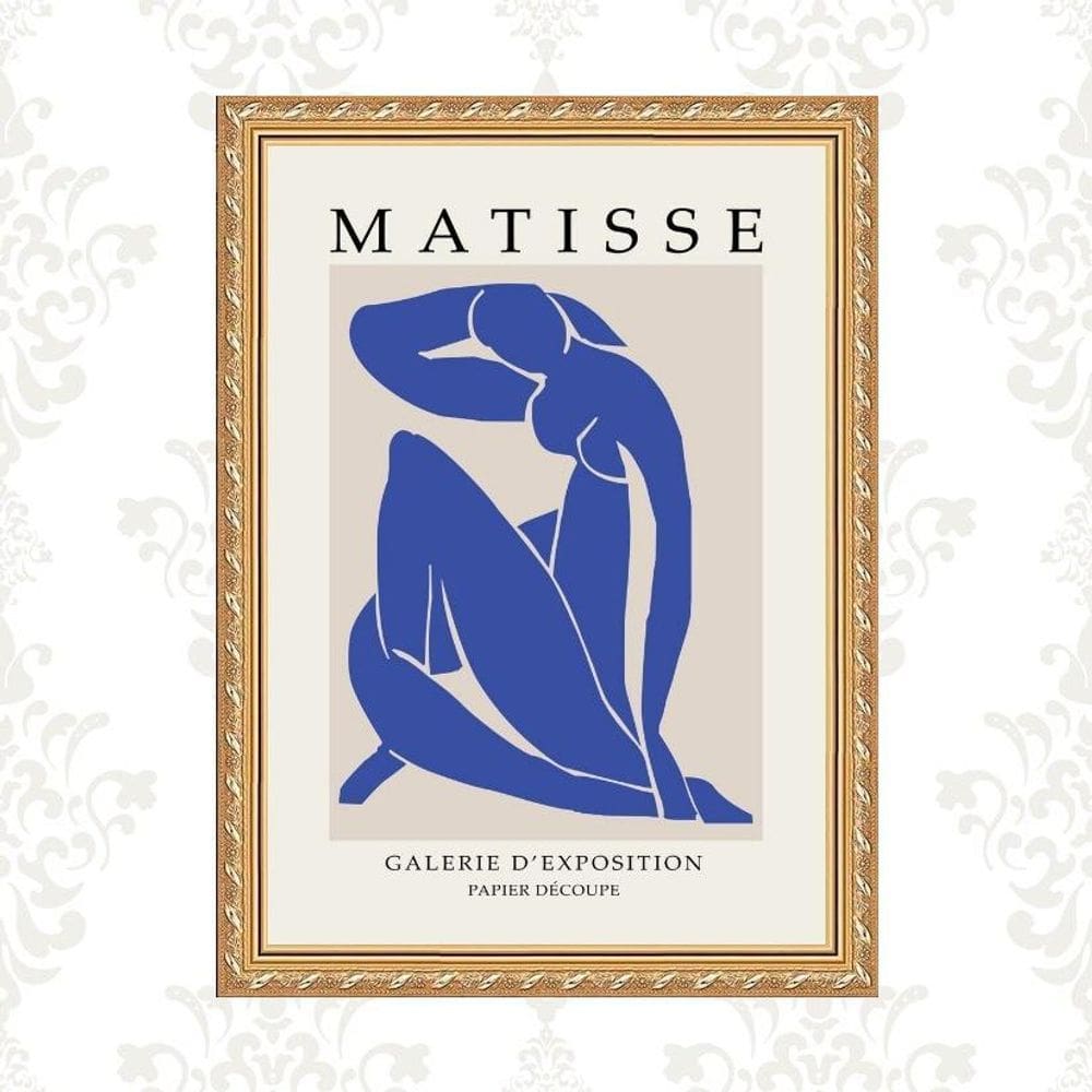 Quadro Moldura Dourada Matisse - Mulher Azul 24X18Cm