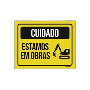 Placa De Sinalização - Cuidado Estamos Em Obra 27X35