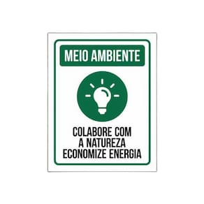 Placa Sinalização Meio Ambiente - Economize Energia 27X35