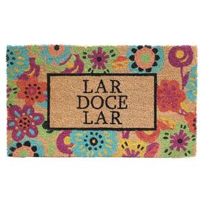 Capacho Tapete Fibra De Coco Lar Doce Lar Flores Tuut 45X75