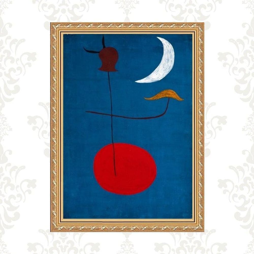 Quadro Moldura Dourada Arte Miró 45X34Cm