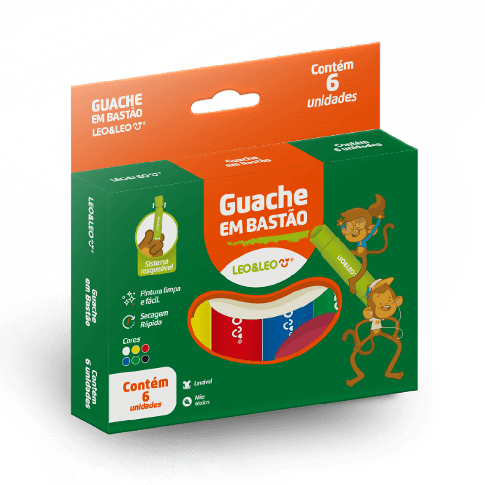 Tinta Guache em Bastão Colorida 6 Cores Lavável