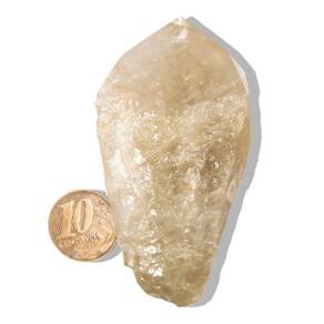 Ponta Cristal Prasiolita Verde Pedra Natural 86g 75mm