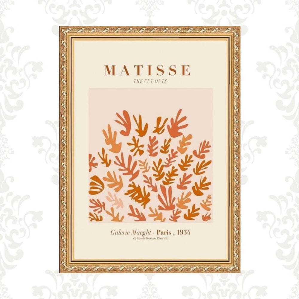 Quadro Moldura Dourada Matisse - Coral 24X18Cm