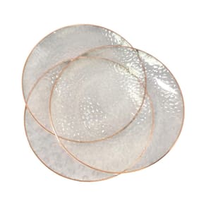 Kit 24 Pratos Redondo Transparente Acrílico Borda Rosê 25Cm