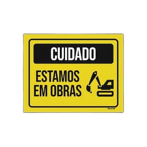 Placa De Sinalização - Cuidado Estamos Em Obra 27X35