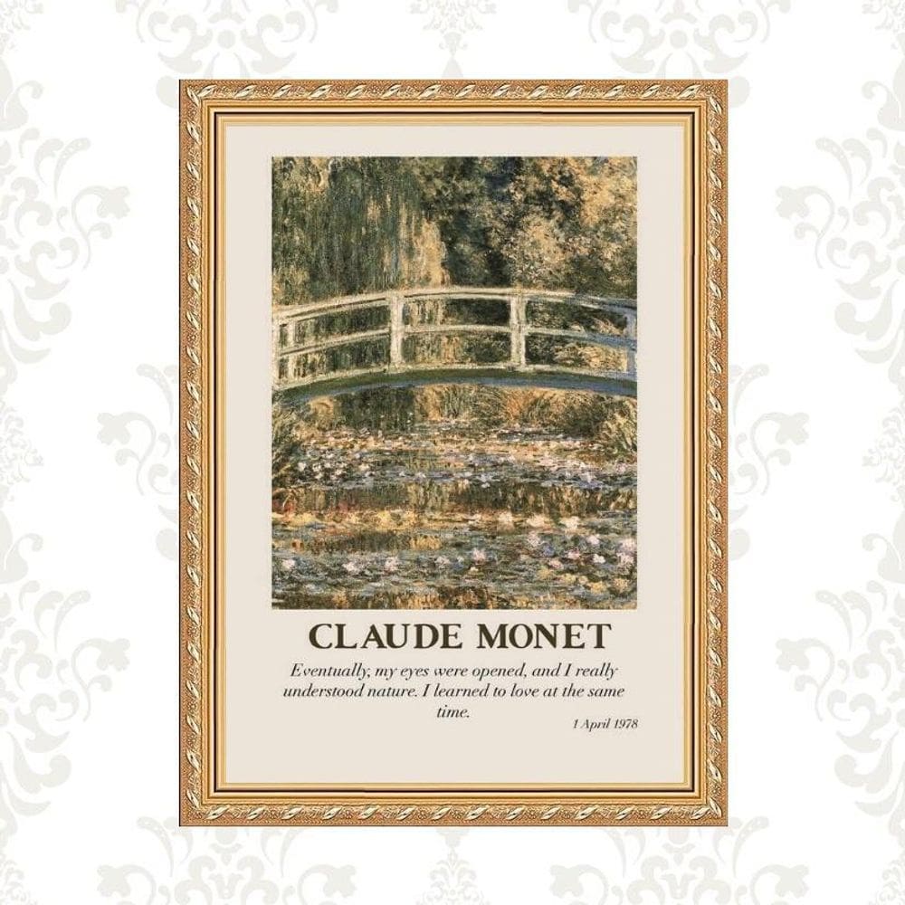 Quadro Moldura Dourada Monet - Ponte 24X18Cm