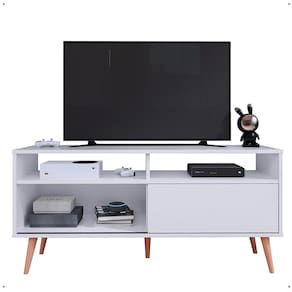 Rack Bancada Samba Home 1.36 Estante TV Smart 55 Polegadas Retrô Porta Nicho Organizador Decoração Sala Quarto Pequeno - RPM