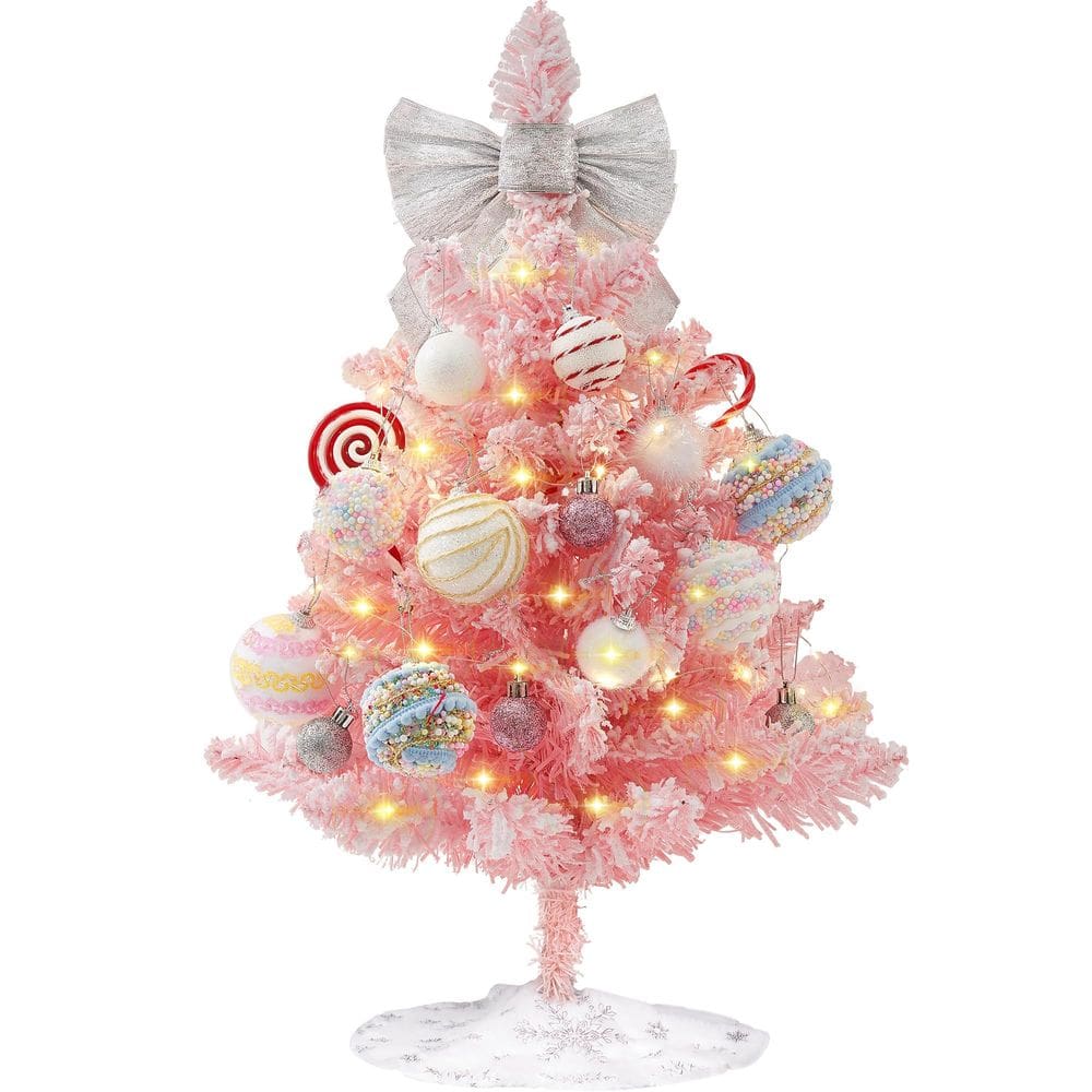 Árvore de Natal HOMDAILY Mini Pink 60cm com enfeites e saia