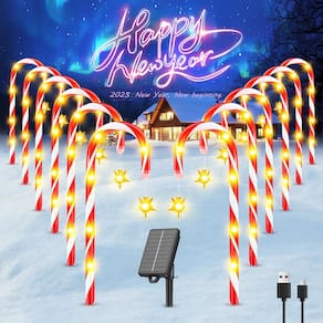 Decorações de Natal Outdoor Solar Candy Cane, pacote com 12