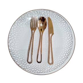 Kit Jantar 6 Pratos Acrílico Transparente +18 Talheres Rosê