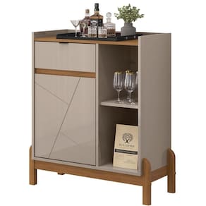 Aparador Bar 50526 Pes Madeira Maciça 81cm Off White Cedro Dcasa Off White Cedro
