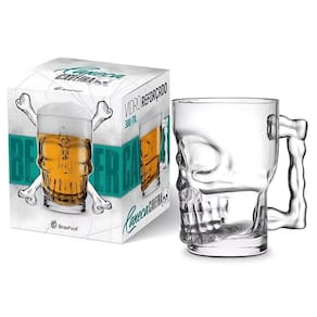 Caneca De Vidro Caveira 380ml- Brasfoot