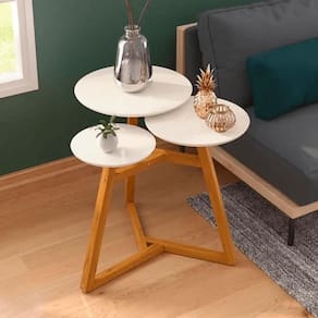 Mesa Lateral Classic 3 Tampos Off White/Nature