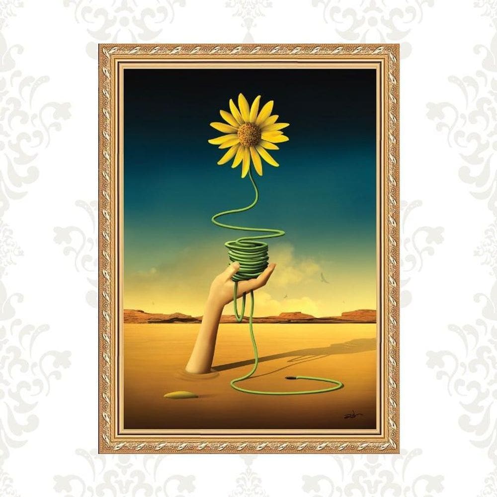 Quadro Moldura Dourada Dalí - Margarida 24X18Cm