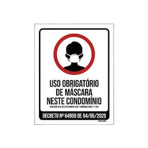 Placa Uso Obrigatório Máscara Proteção Condomínio 18X23