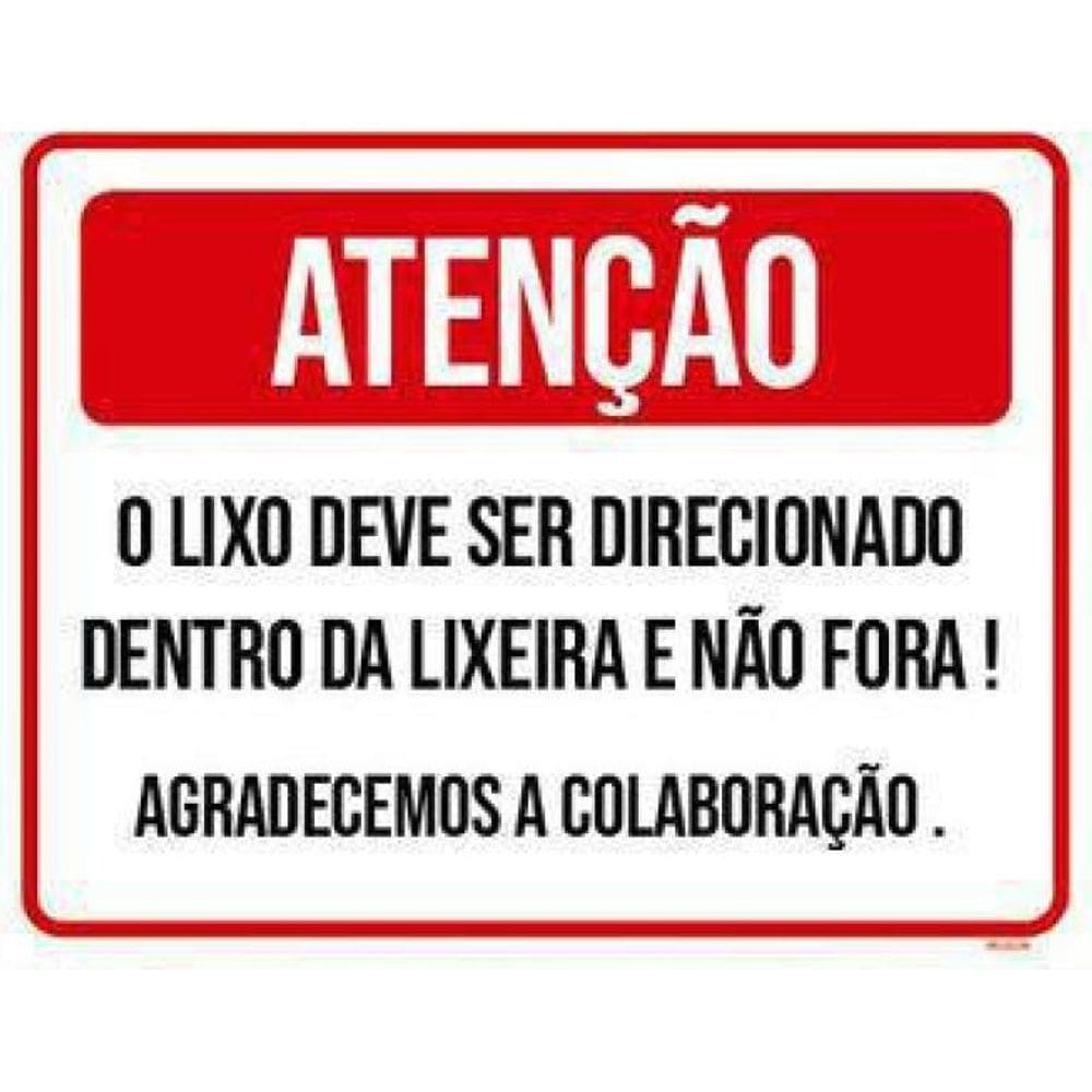 Kit 3 Placas Atenção Lixo Deve Direcionado Dentro Lixeira