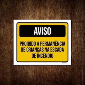 Kit 5 Placas Aviso Proibido Permanência Crianças Escada