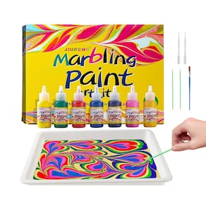 Kit de pintura em marmorização de água JIUDENG para crianças com 7 cores e detalhes