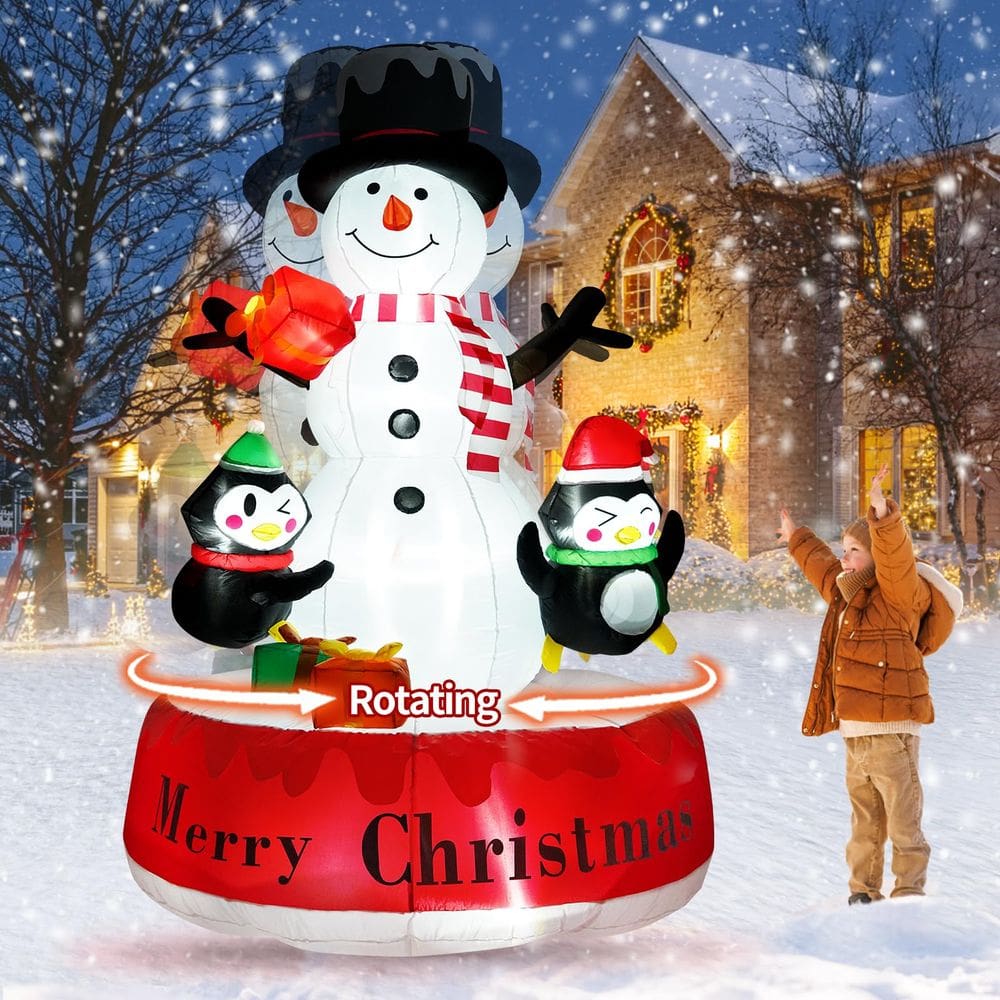 Boneco de neve giratório Likiyol inflável de Natal de 2,4 m com LED