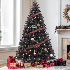Árvore de Natal YITAHOME de 6 pés em preto pré-iluminado com 818 pontas de galhos