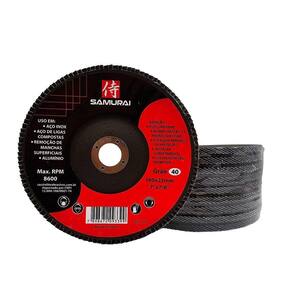 Kit 10 Discos De Lixa Flap De Fibra 180mm 7” Grão 40