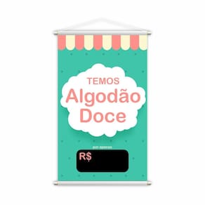 Banner Temos Algodão Doce Preço Colorido Lona 60X40Cm