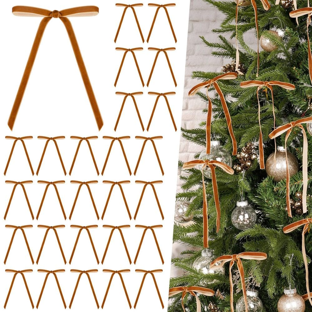 Decoração de grinalda de árvore de Natal Roberly, laços de veludo, 30 unidades