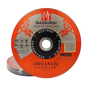 Kit 10 Discos De Corte Inox Samurai 1.6 180x22mm 7 Polegadas