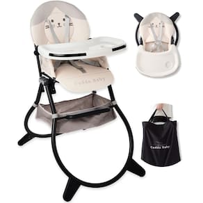 Cadeira alta CuddoBaby portátil dobrável com bolsa de armazenamento PU