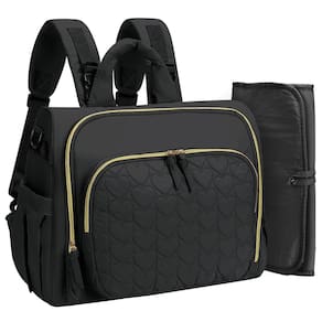 Bolsa de fraldas MHOMER Puffer, bolsa leve para mulheres preta