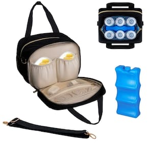 A bolsa térmica de leite materno Canero XL serve para 6 frascos de até 330 ml