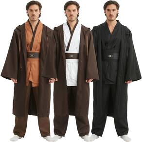 Conjunto de traje de cosplay para adultos, túnica com capuz, marrom de Halloween