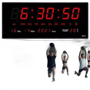Relógio Digital Led Grande Calendário Escritório